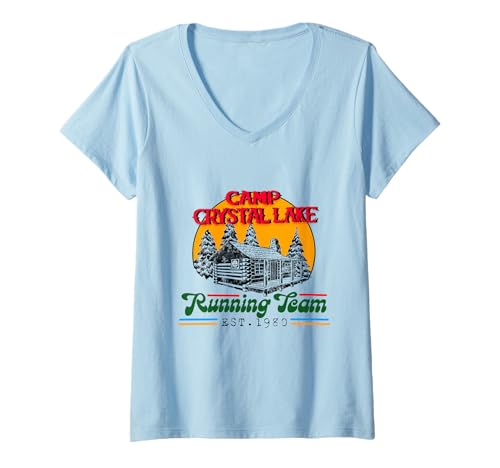 Damen Crystal Lake Running Team T-Shirt mit V-Ausschnitt