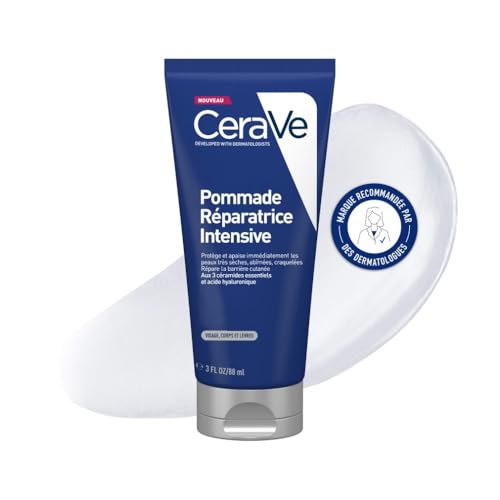 CeraVe - Pommade Réparatrice Intensive - Soin Réparateur, Apaisant et Protecteur Visage, Corps, Lèvres - 3 Céramides Essentiels + Acide Hyaluronique - Peau Très Sèche, Abîmée, Craquelée - 88 ml
