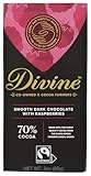 DIVINE CHOCOLATE Chocolate, 70% Dark Chocolate with Raspberries, 3 Oz