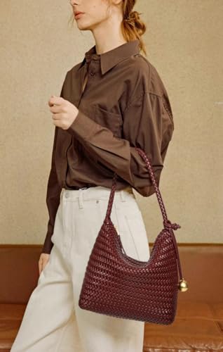 Bolso Tote tejido de cuero sintético para mujer miniatura 2