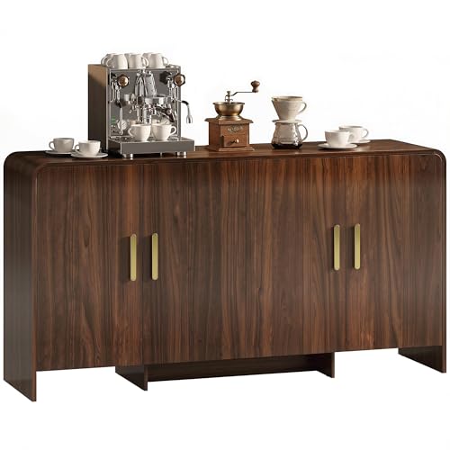 HOMCOM Buffet Cuisine, Meuble de Rangement avec 4 Portes à Fermeture Douce, 4 Compartiments et...