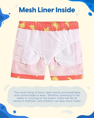 maamgic Boys Swim Trunks Swim Shorts Toddler Bathing Suit Quick Dry Beach Board Shorts for All Ages,Banana Orange,5-6 Years - 2