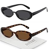 DANAMY Sunglasses Womens Retro Oval Sunglasses for Women Men Fashion Small Oval Sun Glasses 90s Vintage Driving Shades