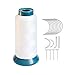 White Sewing Thread High Strength Polyster Thread Size 210D with 12 pcs of 9cm-C Type Needles/Curved hair Needles for Sewing