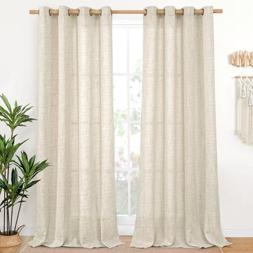 YoungsTex Linen Curtains 84 Inches Long Light Filtering - Semi Sh...