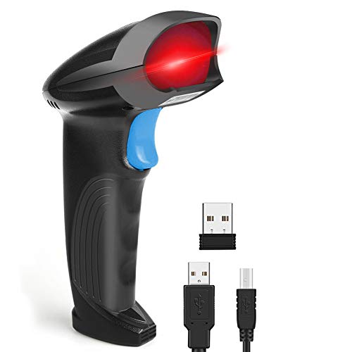 Barcode Scanner Wireless & Wired Handheld, Turimon Rechargeable Barcode Reader Scanner, USB Quick Laser Barcode Scanner Gun for Library Book, Warehouse Inventory, Store Price Tag