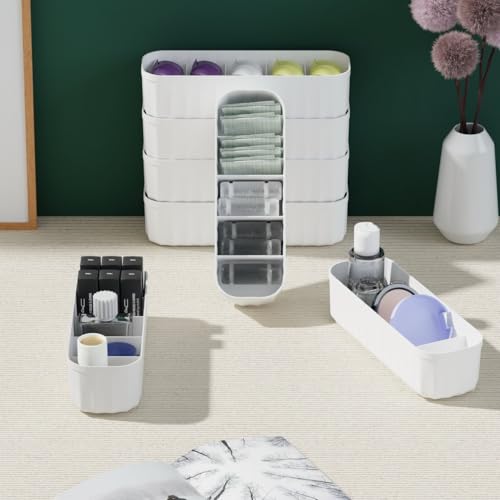 Image of StyleX Store ABS Innerwear Organiser for Wardrobe | Wardrobe Clothes Storage Organiser for Socks, Lingerie, Tie, Scarf, Bra, Panty Organiser (White, Pack of 4)