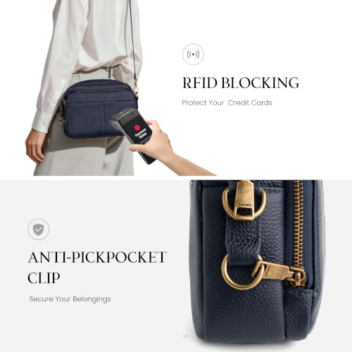 Image of befen Genuine Leather Crossbody Bag for Women Anti Theft Purse and Hangbags with Built in RFID Wallet