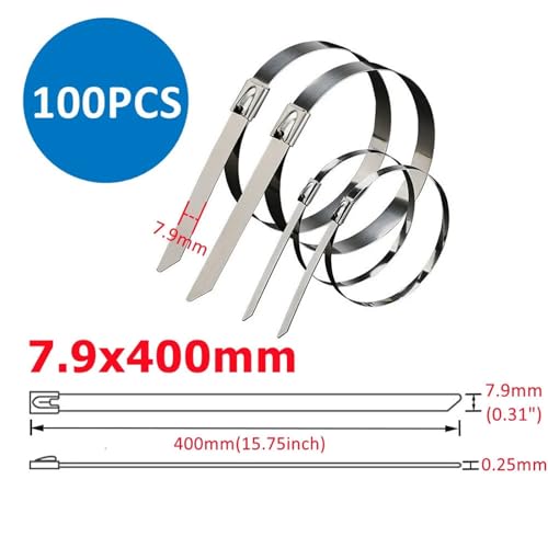 Bridas de acero inoxidable metálicas para cables con alicates de corte herramientas 7.9x400mm 3