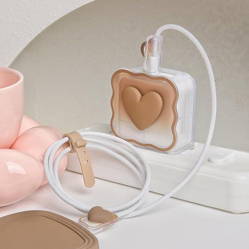 Image of FACTOTECH Case for MacBook & iPad Charger, 29w 30w 35w Charger Case, Travel Cord Organizer, Accessories (for Apple 29w 30w 35w Adapter)-Brown Heart