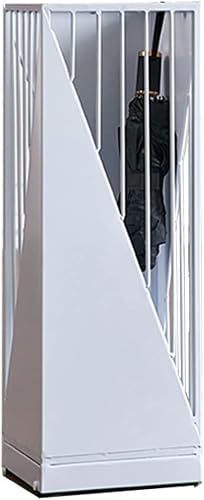 GYRAZXS Metal Umbrella Stand Rack with Drip Tray and Hooks for Entryway Office White 20x20x50cm
