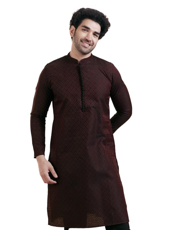Men's Silk Blend Textured Kurta | Premium Wedding Festive Ethnic Wear for Men-image-27