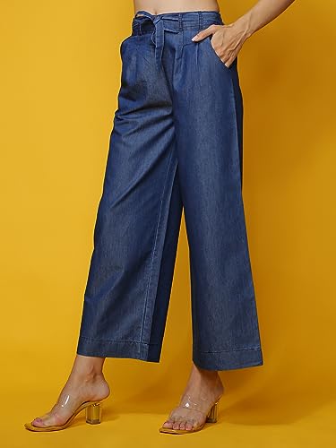 Image of NOVIO Cotton Blend Women Mid Rise Fashion Palazzo for Women