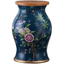 Ceramic Decorative Garden Stool, Outdoor Stools for Sitting, Garden Decorations for Yard, Garden Seating with Inner Storage - Small Side Table, Foot Stool, Vanity StoolDark Blue