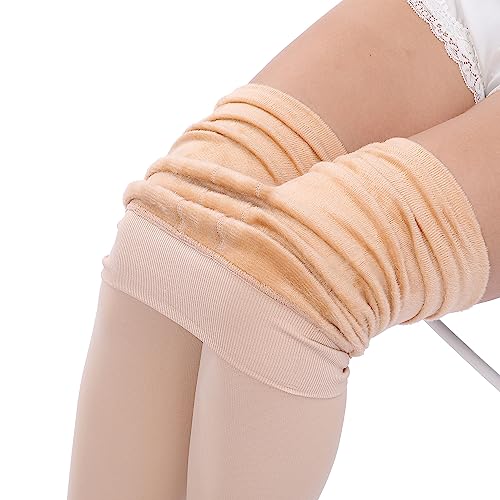 Chrleisure Women's Winter Warm Fleece Lined Leggings - Thick Velvet Tights Thermal Pants (Skin, M/L) Nude #TOP2