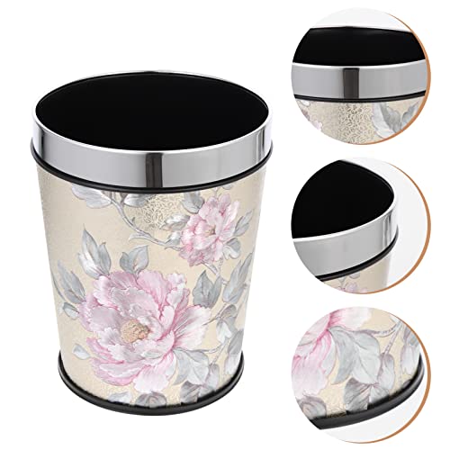 Healeved Garbage Bedroom Office Basket Vintage Yellow Room Container Kitchen Decorative Buckets Garbage Waste Bag And For Laundry Small Bathroom Steel Flower Floral Metal Home Bucket #TOP5