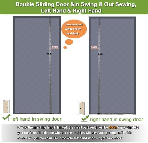 Risareyi Magnetic Thermal Insulated Door Curtain 78x80inch, Grey Oxford with Thicker Filling, Side Opening Patio Door Insulation for Winter, Reversible Doorway Cover — view 3