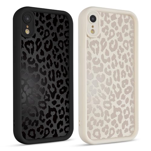 lioscre 2 Pack Cute Cheetah Print Phone Cases for iPhone XR Case 6.1", Aesthetic Cool Leopard Pattern Design Cover Shockproof Soft Slim TPU Full Camera Lens Protective Funda for Women Girls