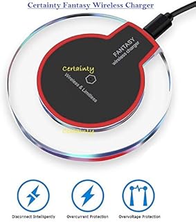 Certainty® Fantasy Universal Qi Wireless Charger, For Apple Iphone X/8/8plus; Samsung Galaxy S6 S7 S8 Note 5 7 & Many More Devices- 10W Fast Charger (Black)