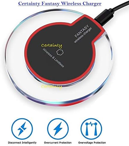 Certainty® Fantasy Universal Qi Wireless Charger, For Apple Iphone X/8/8plus; Samsung Galaxy S6 S7 S8 Note 5 7 & Many More Devices- 10W Fast Charger (Black)