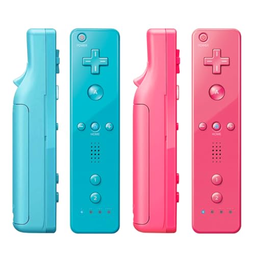 Image of TIANHOO Remote Controller for Wii & Wii U | with Silicone Case and Wrist Strap, 2 pack (Pink & Blue)
