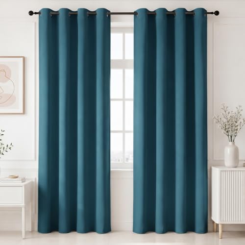 HOMEMONDE 100% True Blackout Curtain 10 Feet Set of 2 - Thermal Insulated & Room Privacy Long Door Curtains, Blue Light Blocking Curtains 120 Inch Long - (304L x 118W CM)
