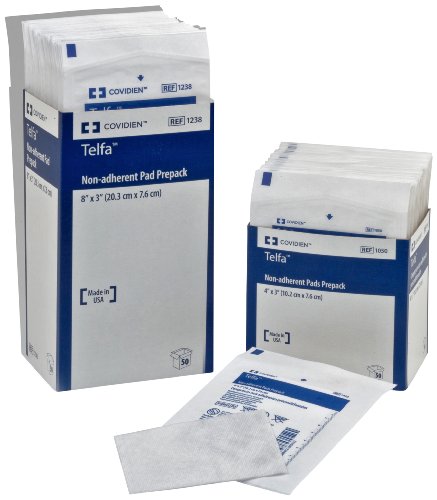 Covidien Telfa Ouchless Non-Adherent Dressing, 3 Inch X 8 Inch, 50-Count (Pack of 12)