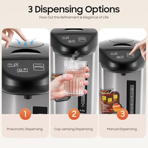 Miniatura 4 de Jarra Térmica Eléctrica De 4 L, Acero Inoxidable, Calentador De Agua, Dispensador De Agua Caliente, 750 W, Termo, Para Escuela, Hogar, Oficina, Hotel, Color Negro