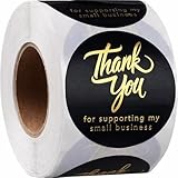 500 Pcs 2 Inch Thank You for Supporting My Small Business Stickers – Black Waterproof Self-Adhesive Labels with 4 Elegant Designs – Durable Envelope Seals for Packaging, Gift Bags, Boxes & Orders