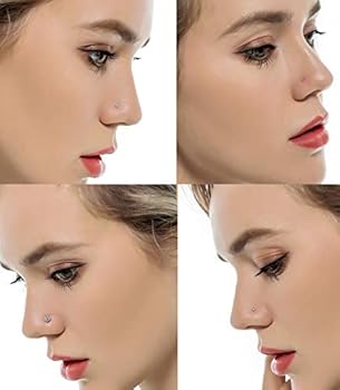 Tornito 20G 38 Stks Rvs L Bone Schroefvormige Neus Studs Neus Ringen CZ Hoepel Tragus Kraakbeen Neus Ring Labret Neus Piercing Sieraden voor Mannen Vrouwen Rose Goud Tone, Kubus-zirkonia, Opaal