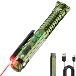 ASORT LED Taschenlampe Aufladbar, Superhell 2000 Lumen, magnet taktische Stift-Taschenlampe mit Clip, 10 Modi, klein kompakte UV Flashlight, Glasbrecher und Flaschenöffner, für Notfälle Camping Home