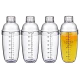 Set of 4pcs Plastic Cocktail Shaker ,700cc/24 oz Drink Mixer with Scales for Bar Party Home Use Wine