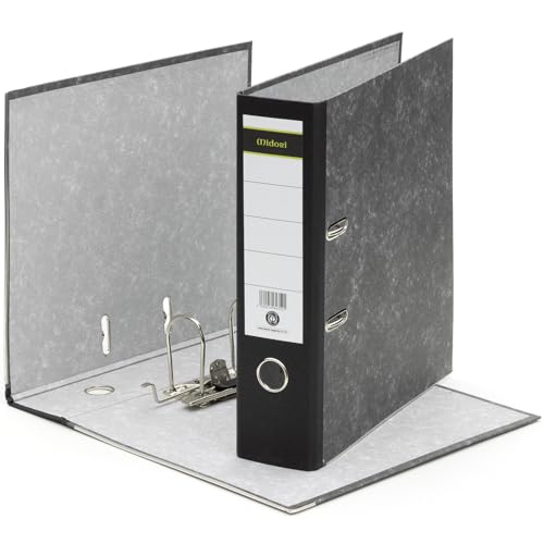 MIDORI Ordner aus 100% Recycling-Papier | 6er Pack Wolkenmarmor-Aktenordner 8 cm breit im DIN A4 Format | Blauer Engel zertifizierter Briefordner Ringordner