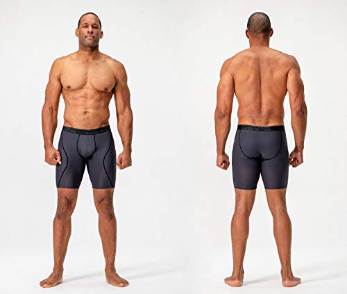 Devops Men's Perfomance Cool Dry Mesh Underwear Boxer Trunk 9-Inch Brief (3 Pack) (2X-Large, Black-Charcoal-White) #TOP3