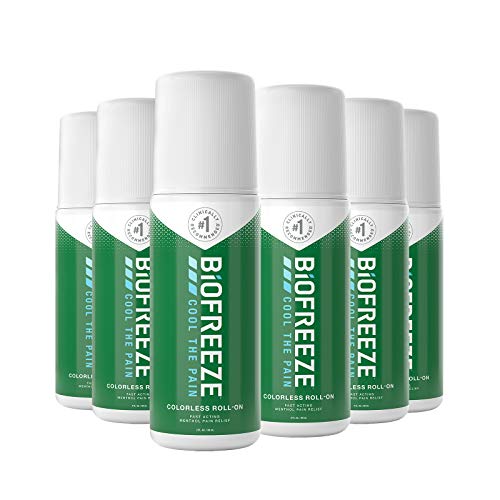 Biofreeze Pain Relief Roll-On, 3 oz. Colorless Roll-On, Fast Acting, Long Lasting, & Powerful Topical Pain Reliever, Pack of 6 (Packaging May Vary)