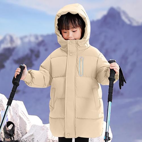 Kids Boy’s Winter Coat Windproof Hooded Puffer Jackets Warm Outerwear Parka Padded Jacket Girls Zip up Quilted Down Long Coat3