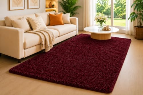 Image of Shaggy Carpet 3x5 Ft for Living Room & Bedroom (Maroon)