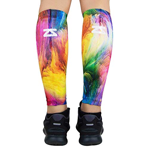 Zensah Running Leg Compression Sleeves - Shin Splint, Calf Compression Sleeve Men And Women (Small-Medium, Color Explosion) #TOP3