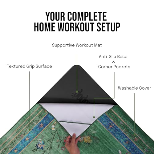 Image of Yoga Mat and Towel Set - 6x4 ft Large Workout Mat with Matching Yoga Towel, Non-Slip, Home-Friendly, Machine Washable, Ideal for Yoga, Pilates & Floor Workouts