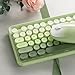 FCPLU xUBOTIE Wireless Keyboard and Mouse, Colorful 104-Key QWERTY with Round Keys, Phone Holder, Wrist Rest, Power Buttons, 2.4GHz USB for PC Laptop(Green Gradient)