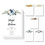 Blank Floral Stationery Cards, 4x6 inch Notecards, 5 Flower Design Cardstock, Heavyweight, Thank You