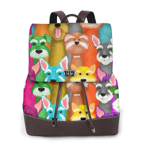 Sac de voyage polyvalent en cuir noir Schnauzer : petit sac à dos pour femme active