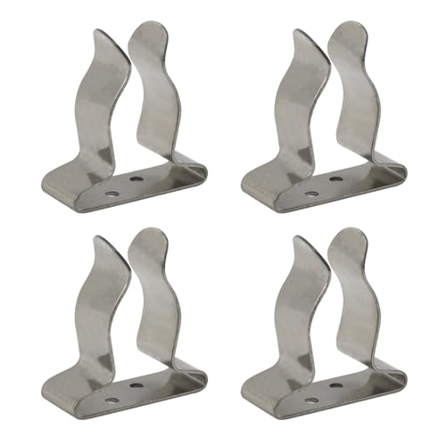 Semetall 4PCS Boat Hook Spring Clamp Holder 304 Stainless Steel Marine Spring Clip-Silver (Big)