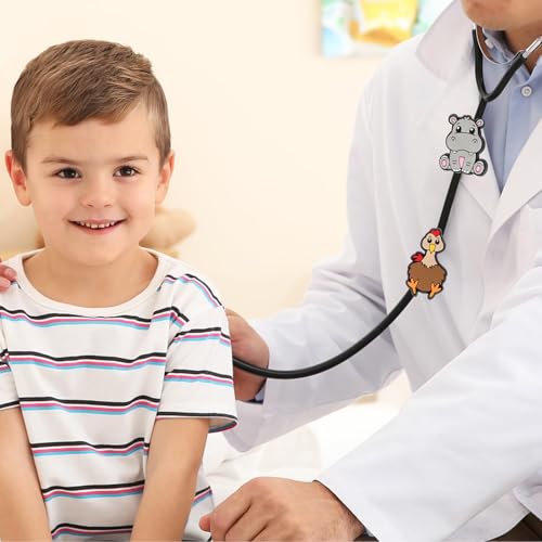 Zoo Animals Stethoscope-Charm-Tag für Krankenschwester – 20 Stück niedliches medizinisches Tier Plastik-Stethoskop-Dekorationszubehör, geschenkt für Kinderarzt und Tierarzt