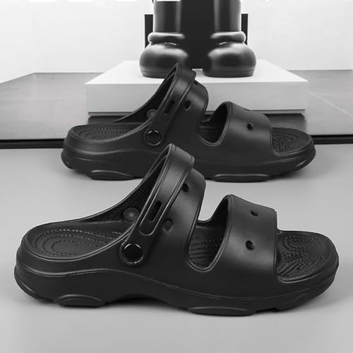 Unisex Open-Toe Adjustable Sandals Breathable Strappy Design with Quick-Dry Sole Ideal for Beach(Black,5)3