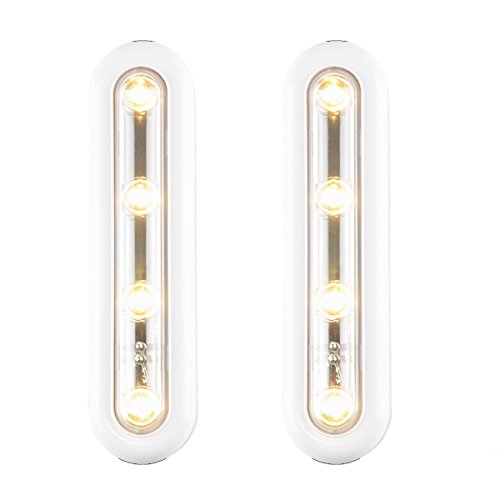 [Upgraded Generation]Ilyever Set of 2 Touch-Activated Stick-on Super Bright 4-Led Battery-0perated Touch Tap Light for Attic Basement Garage Cellar Path Stairs(Warm Light)