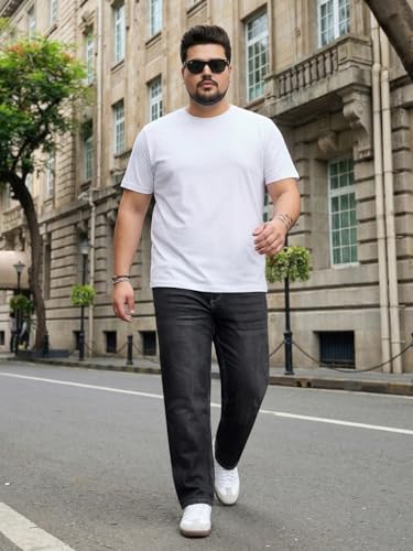 Image of Urbano Plus Men's Relaxed Fit Washed Denim Jeans Non-Stretchable