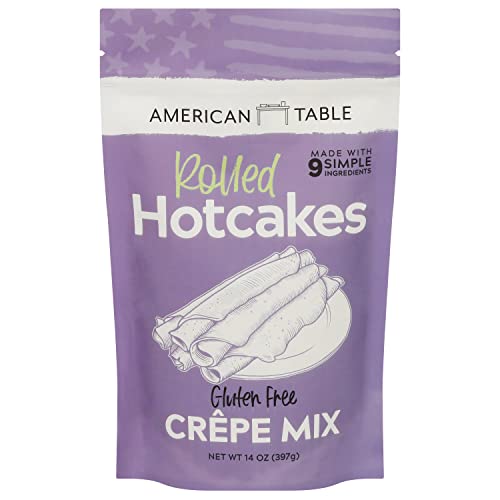 Gluten Free Rolled Hotcakes Crepe Mix by American Table, Made with American-Grown Ingredients & Pure Vanilla, French-Style, Non-GMO, Low Sugar, No Preservatives, Makes 24 Crepes (14 oz, Pack of 1)