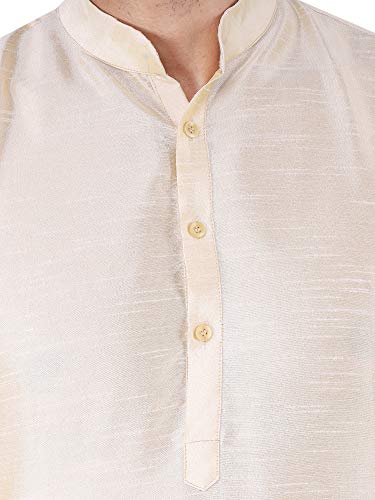 Image of HUZUR Men's Silk Solid Straight Long Kurta Pyjama Set| Ethnic Wear