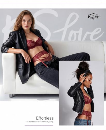 Image of RSLOVE Lingerie Set for Women Sexy - Corset And Panty Outfits 3 Piece Lace Push Up Underwire with Garter Lingerie
